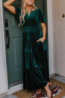 Paula® | Women's maxi dress with short sleeves and ruched waist