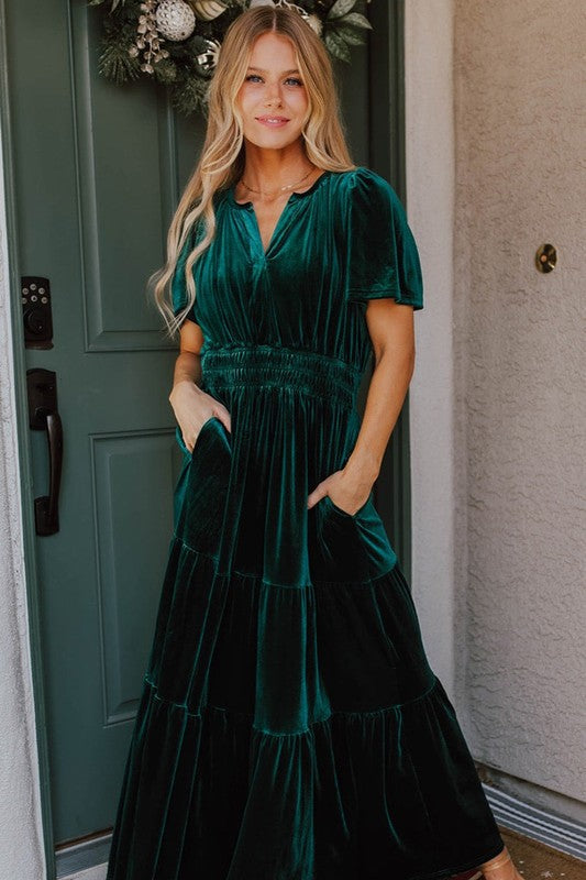 Paula® | Women's maxi dress with short sleeves and ruched waist