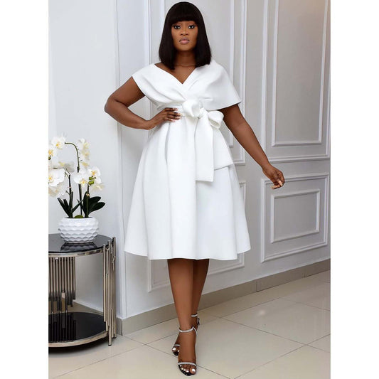 Samanta® | Graceful V-Neck Slim Evening Dress