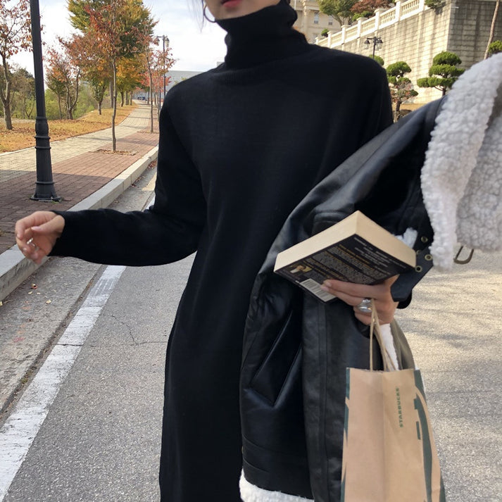 Alba® | Warm sweater dress with long sleeves and stand-up collar