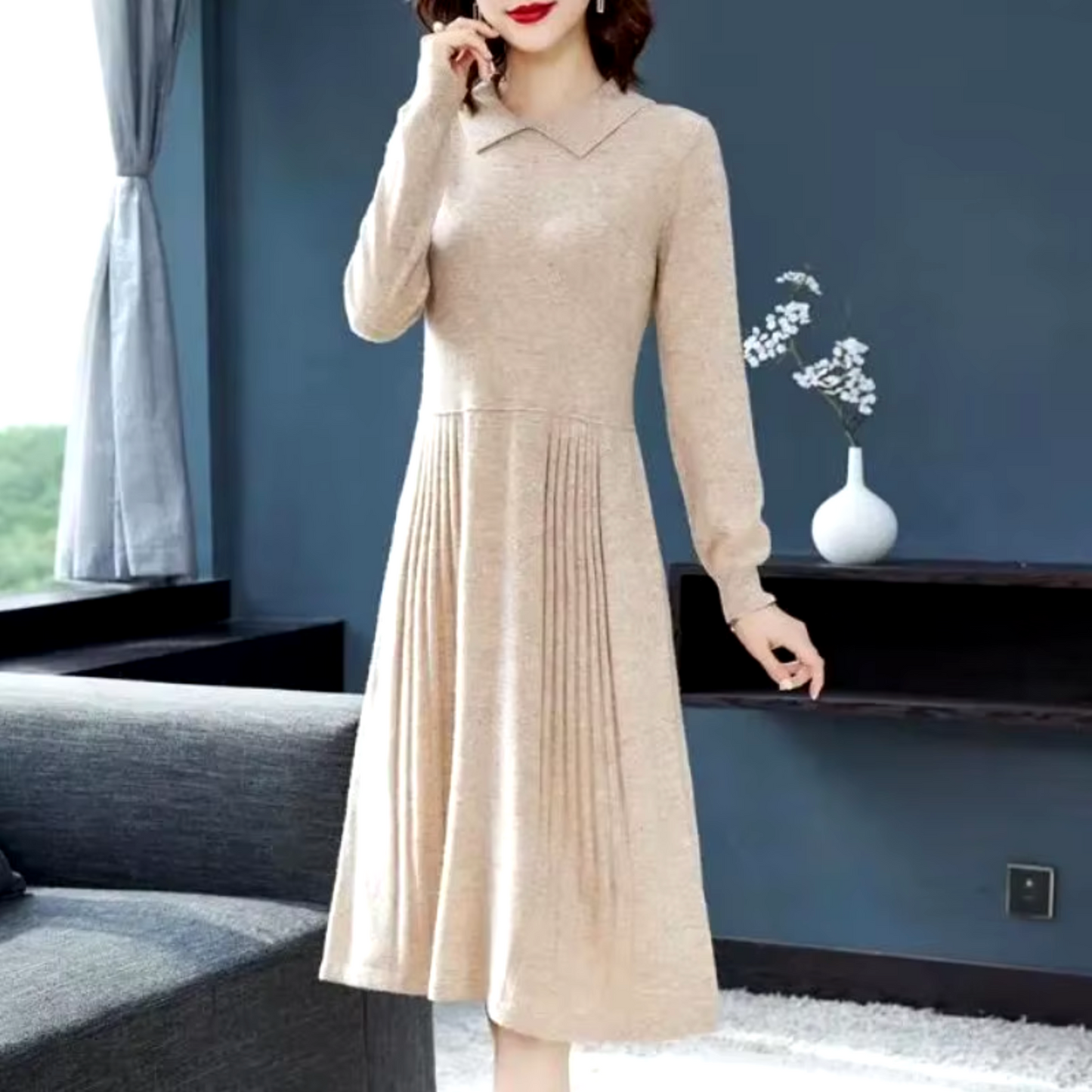 Lorena® | Knitted dress with collar for women
