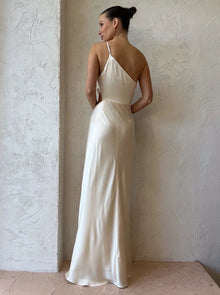 Regina® | One shoulder ruched evening dress with high slit and cami maxi dress