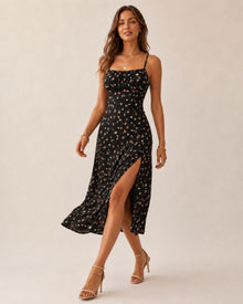 Laura Polka Split Midi Dress