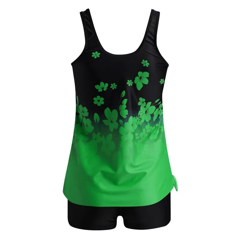 Ava | Women's Gradient Print High Waist Tankini Skirt