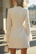 Lacey® | Unforgettable date mini dress with feather trim and long sleeves in H-line