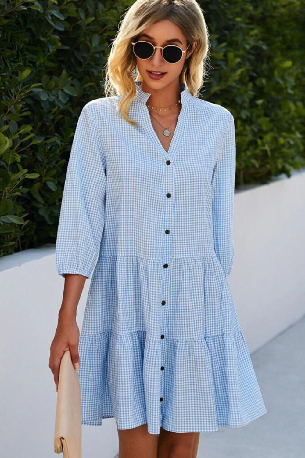 Silvia® | Checked V-Neck Dress