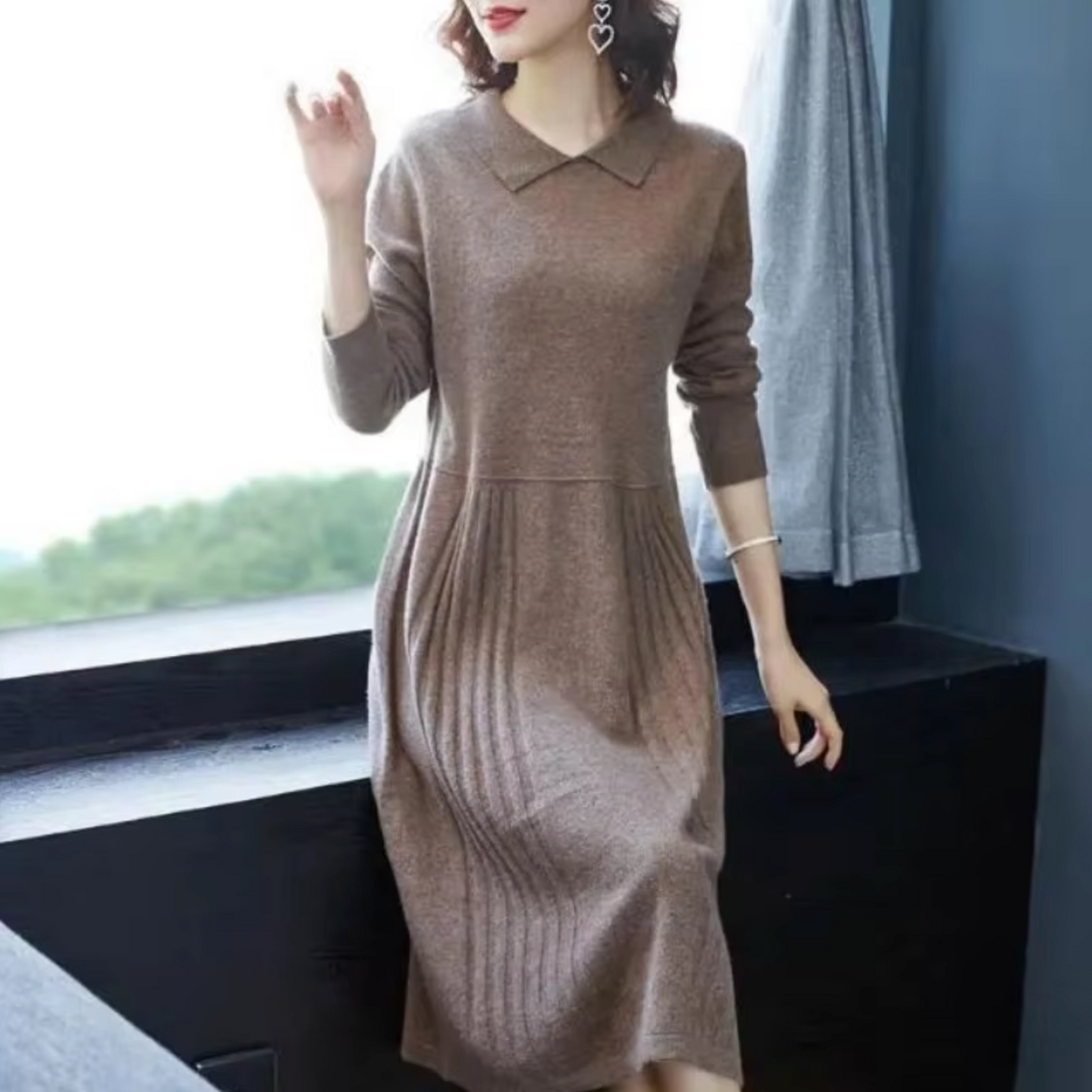 Lorena® | Knitted dress with collar for women