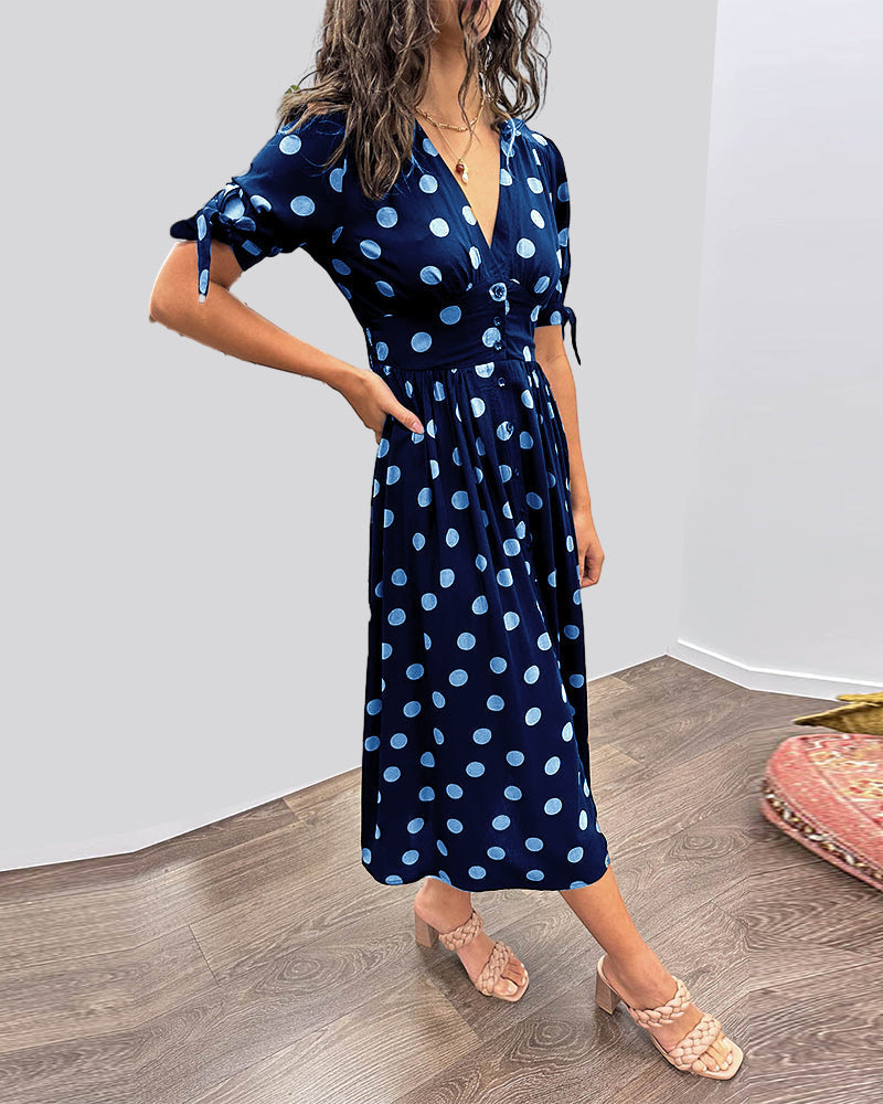 Soledad® | V-Neck Dress With Polka Dots