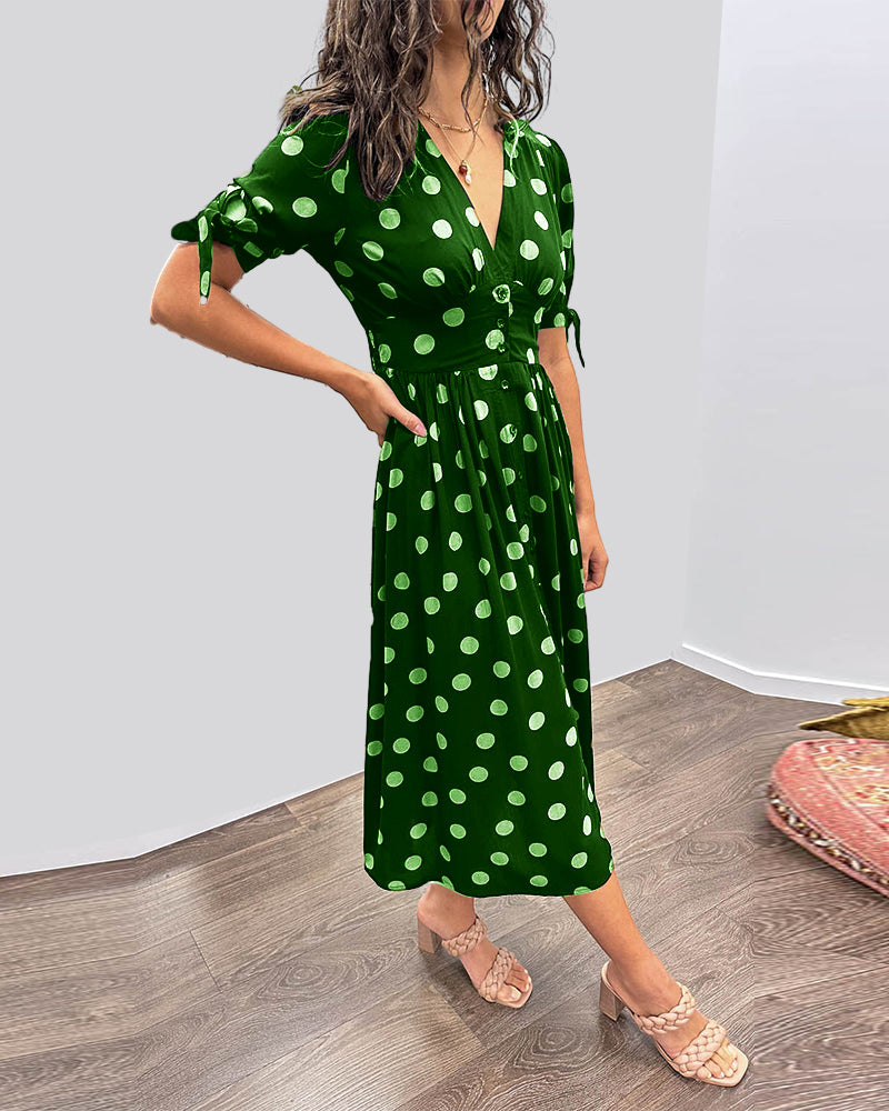 Soledad® | V-Neck Dress With Polka Dots