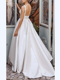 Elise® | Satin wedding dress with square neckline and sleeveless design