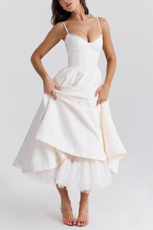 Lorraine® | Strapless V-neck sleeveless tutu maxi dress