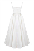 Kara® | Wide straps, corset, solid color maxi dresses, white
