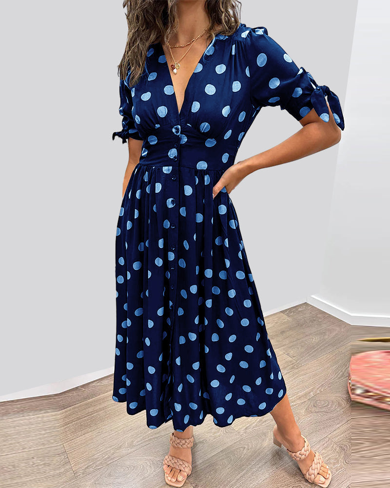 Soledad® | V-Neck Dress With Polka Dots