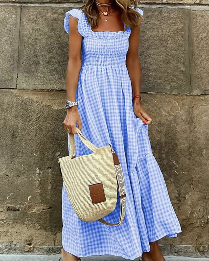 Hope® | Elegant Sleeveless Plaid Maxi Dress
