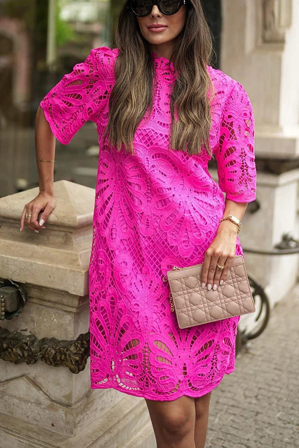 Fiorella® | Reason To Smile crochet lace mini dress