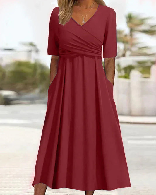 Hannah® | Women'S Short-Sleeved Wrap Dress, Elegant And Versatile
