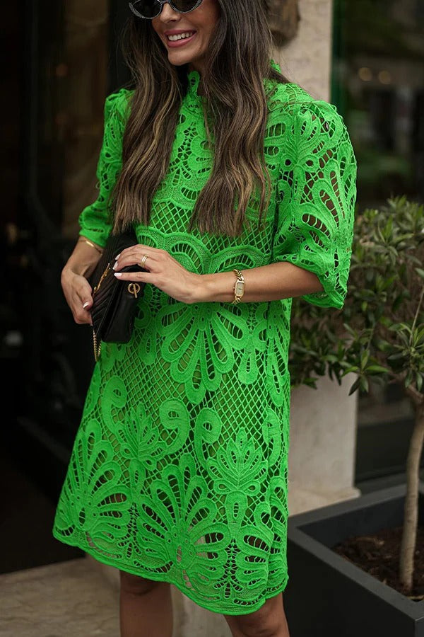 Fiorella® | Reason To Smile crochet lace mini dress