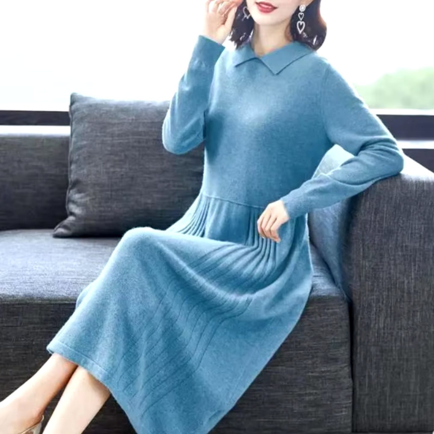 Lorena® | Knitted dress with collar for women