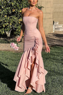 Lindsay® | Sexy off-shoulder maxi dress with a slim fit and irregular hem