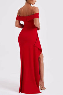 Leah® | Off-the-shoulder maxi dress with a high slit