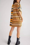Tatiana® | Casual dress with mediuMength sleeves, lapels and contrasting stripes