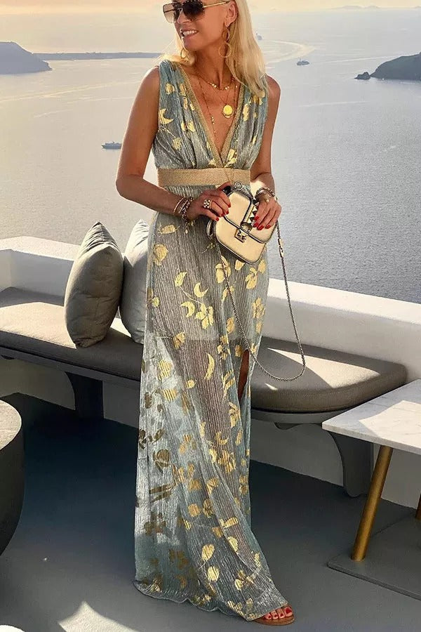 Regina® | Golden Sunset Stories V-neck maxi dress