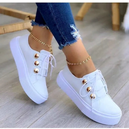 Clara | Lace-up Flats Rivet Casual Shoes