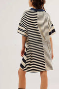 Tatiana® | Casual dress with mediuMength sleeves, lapels and contrasting stripes