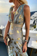 Regina® | Golden Sunset Stories V-neck maxi dress