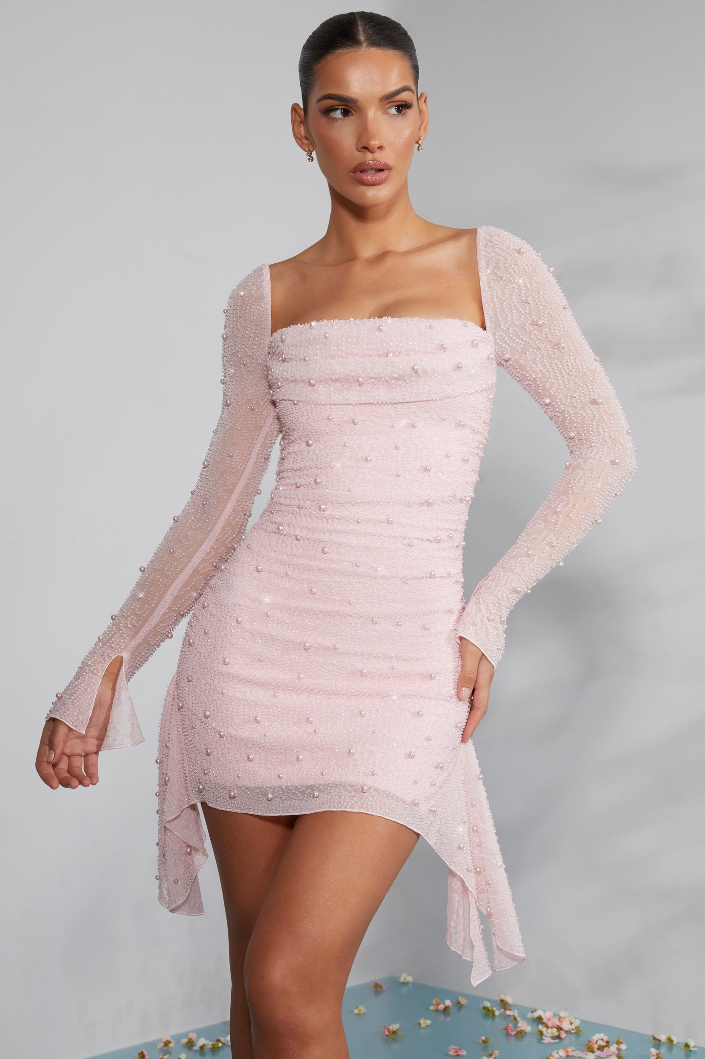 Valeria® | Dress with pearls and elegant long sleeves