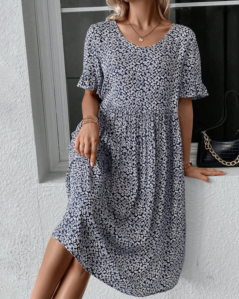 Matilde® | Elegant Round Neck Dress With Floral Print