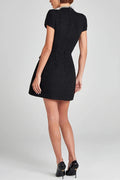 Leslie® | Exquisite and playful mini dress made of tweed fabric with beaded trim, short sleeves and pockets