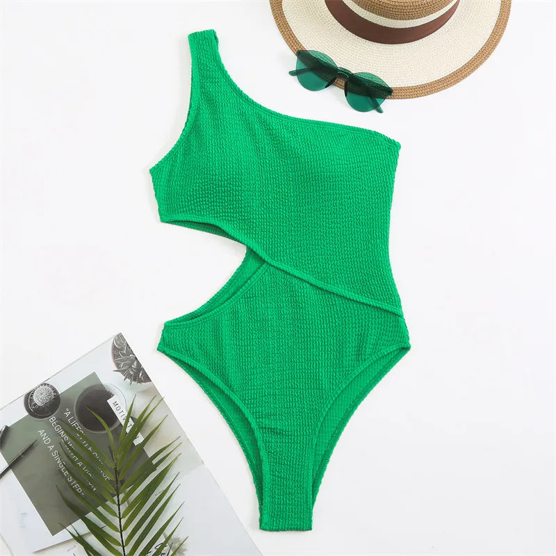 Nova | Women’s One-Shoulder One-Piece Swimsuit – Solid Color