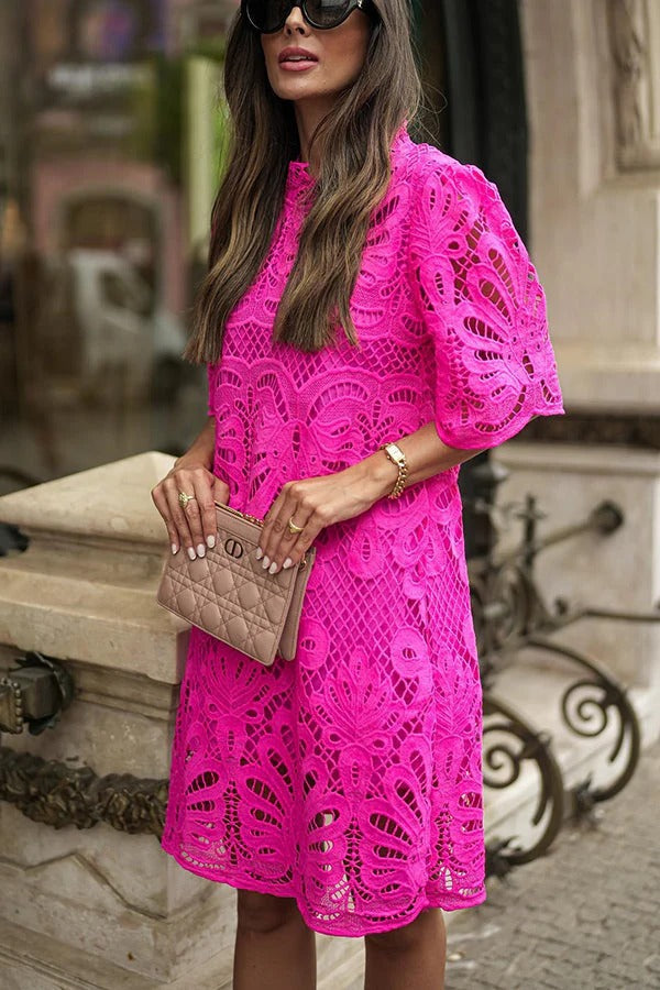 Fiorella® | Reason To Smile crochet lace mini dress