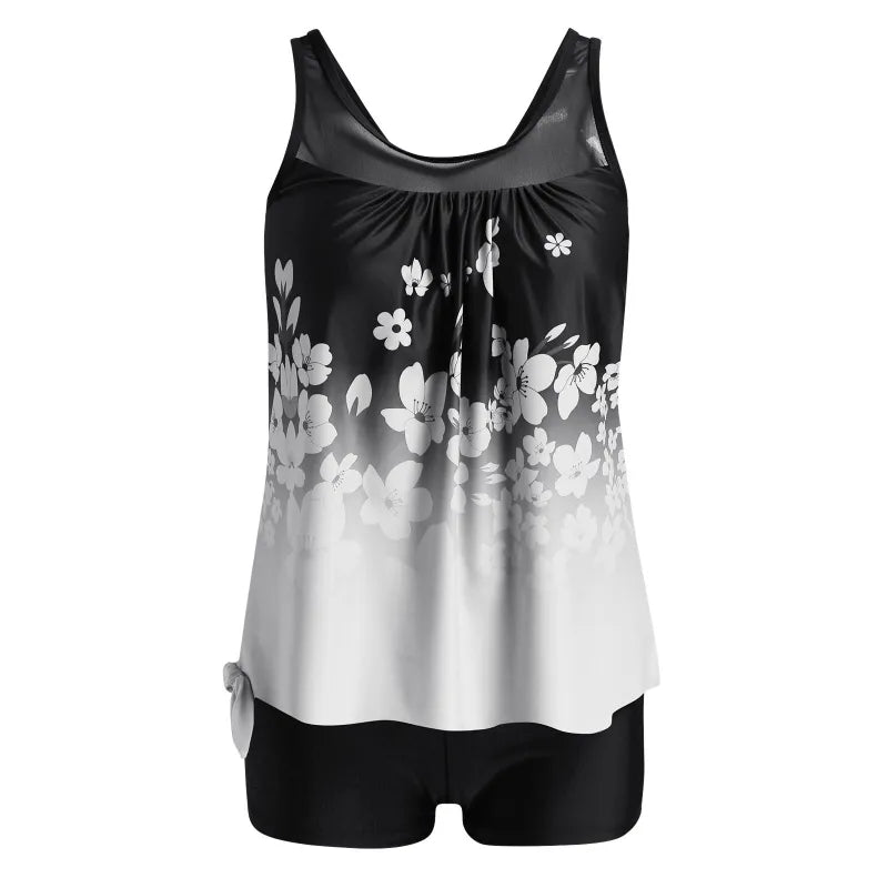 Ava | Women's Gradient Print High Waist Tankini Skirt
