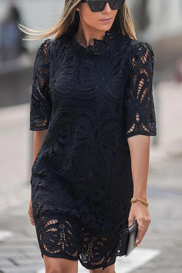 Fiorella® | Reason To Smile crochet lace mini dress