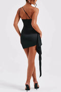 Rhoda® | Sexy slim fit backless one shoulder satin mini dress