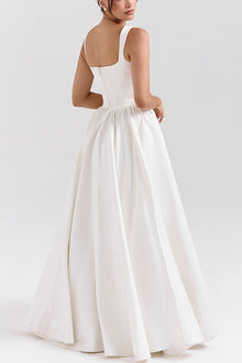 Kara® | Wide straps, corset, solid color maxi dresses, white