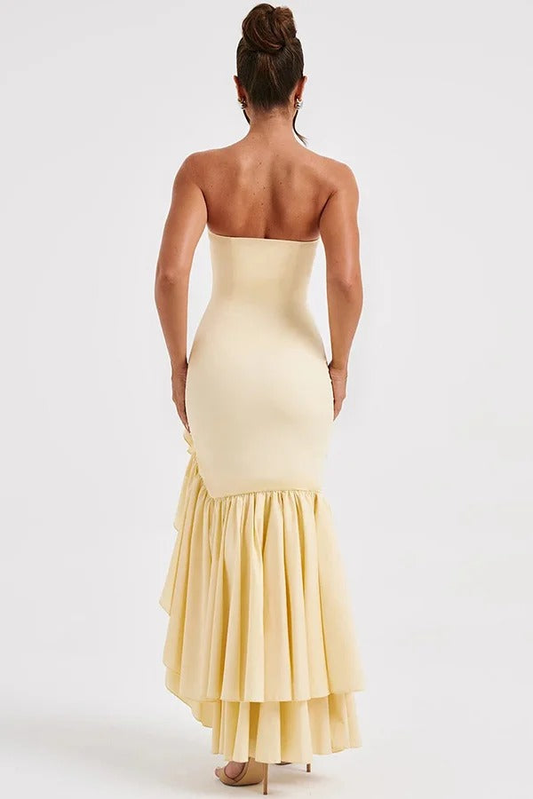 Lindsay® | Sexy off-shoulder maxi dress with a slim fit and irregular hem