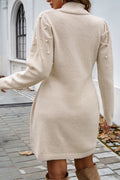 Georgia® | High neck, bodycon sweater dress with parchment beads and pearls