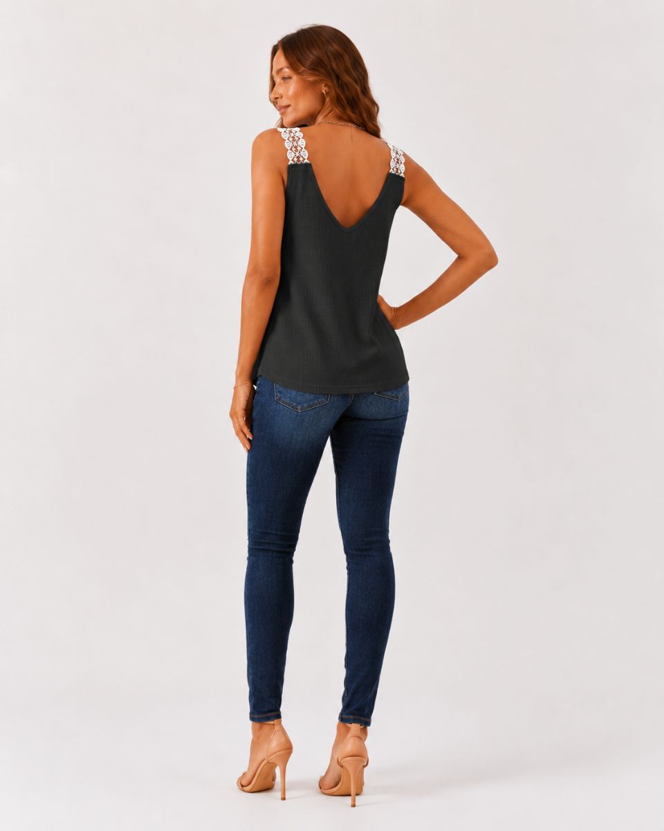 Amara Waffle Sleeveless Tops