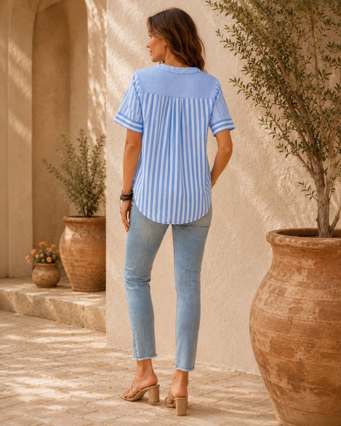 Amelia V-neck Short-sleeved Shirt Blouse