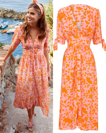 Odalis® | Elegant dress with a bright orange print