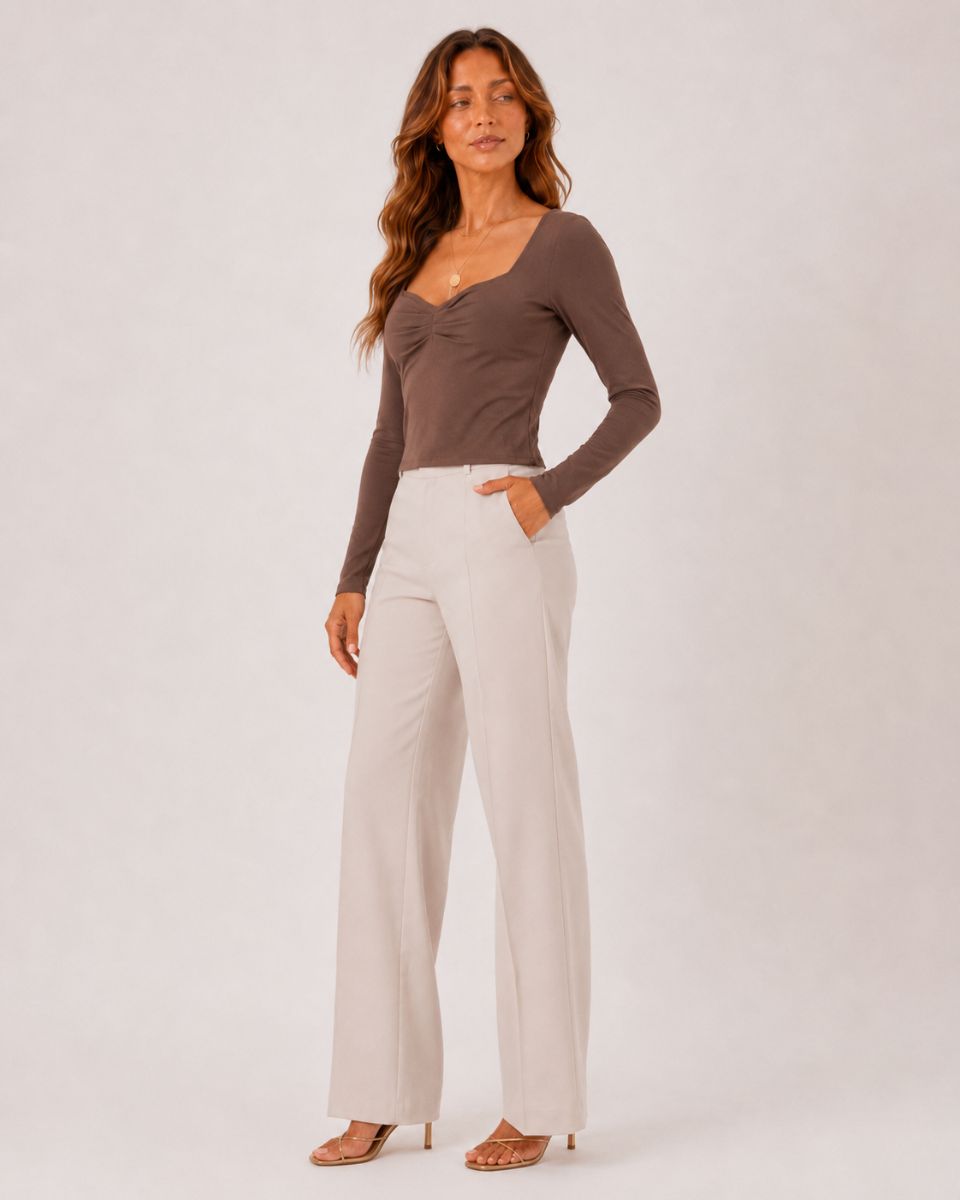 Bianca Square Collar Long Sleeve Top