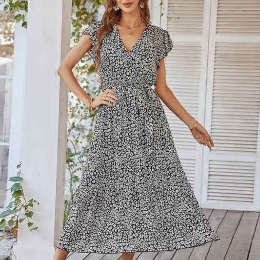 Capri Boho Floral Wrap Split Maxi Dress