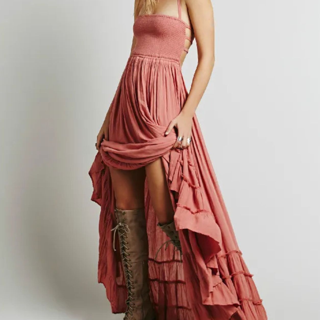 Kiara Backless Bohemian Beach Maxi Dress Cotton