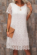 Esther® | Short white lace dress with short sleeves