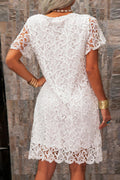 Esther® | Short white lace dress with short sleeves