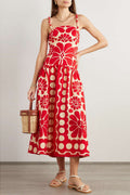 Soledad® | Red Spaghetti Strap Maxi Dress With Floral Print