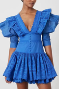 Rosalía® | Backless Mini Dress With Ruffles And A Plunging Neckline